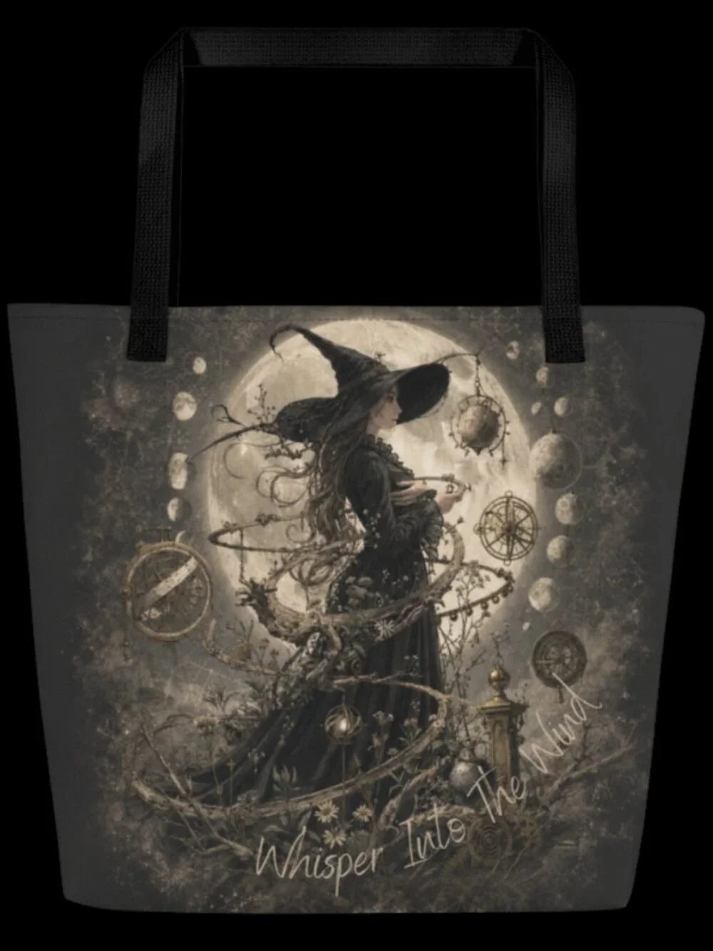 Witchy Halloween Large Tote Bag Celestial 16x20 Gothic Dark Academia Book Bag